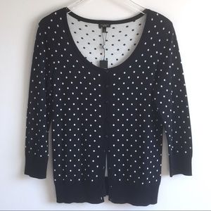 NEW NWT Talbots black white polka dot cardigan S